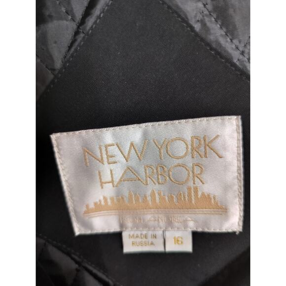 4410)Vtg 80s New York Harbor  Andrea Black Velvet Hooded Removable Liner Coat 16 - Picture 11 of 12